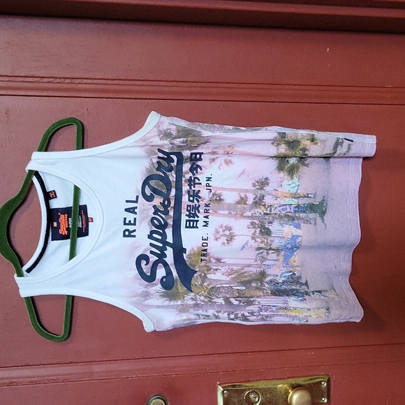 REAL SUPER DRY VEST LABEL SLEEVELESS T-SHIRT ๐ SIZE M - Picture 2 of 11